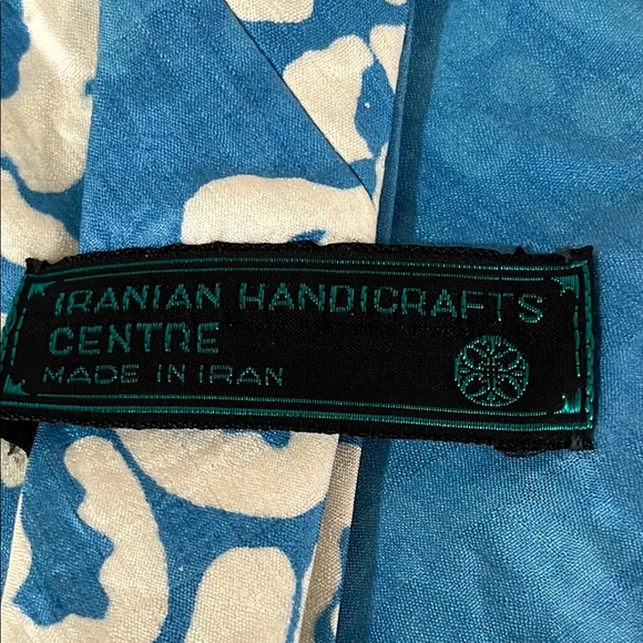 Handmade Iranian Blue and Gold Geometric Necktie - Picture 2 of 8
